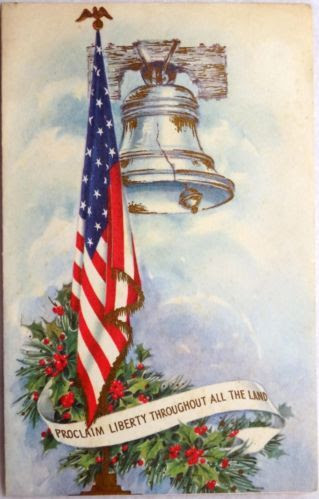 #346 50s Unused Patriotic American Flag- Vintage Christmas Greeting Card
