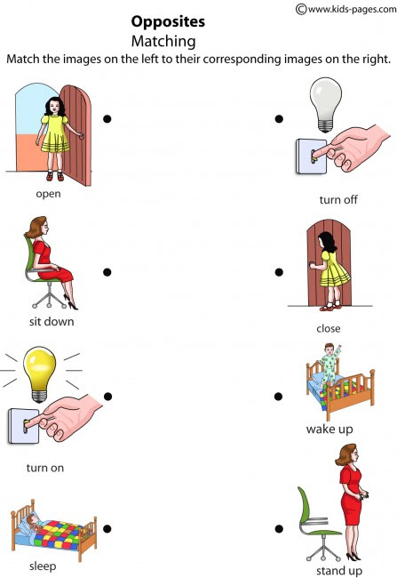 opposites matching 1 worksheet