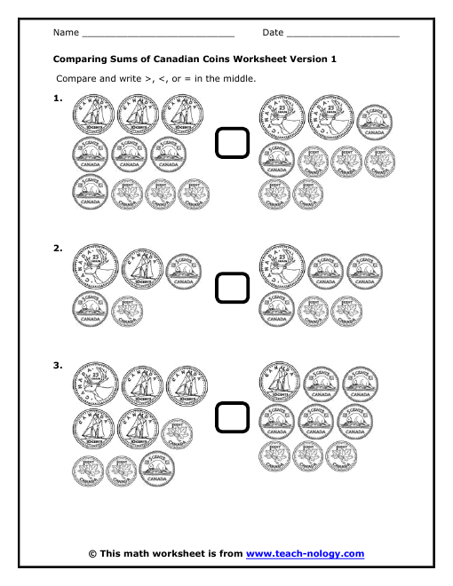 Free Grade 3 Math Worksheets Canada - money worksheets ...