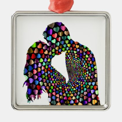 KISSING COUPLE METAL ORNAMENT