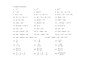 Complex Numbers Worksheet for 10th - 12th Grade | Lesson Planet