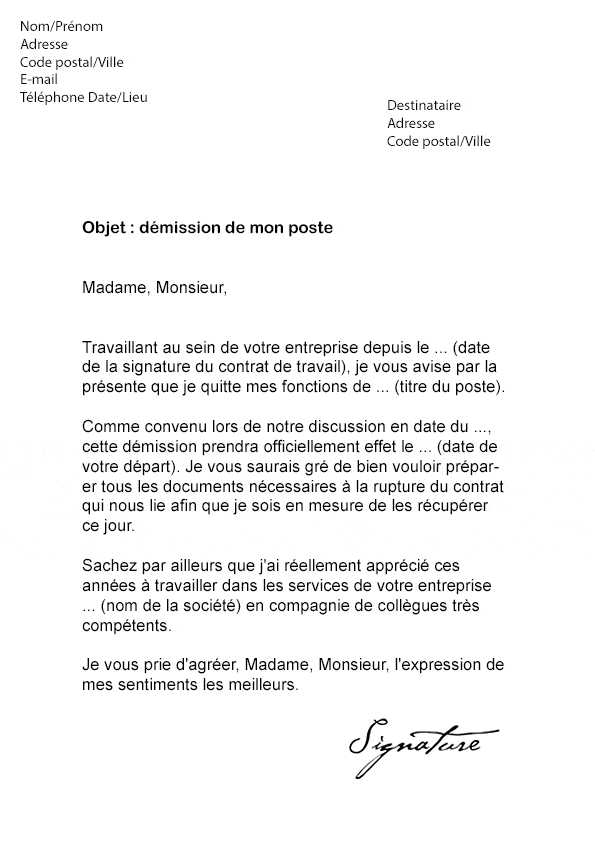 Exemple de lettre quebec