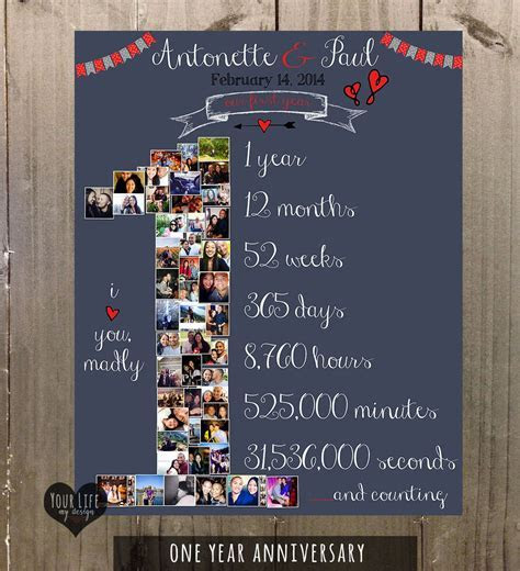 First Anniversary Gift, VALENTINES DAY Photo Collage  