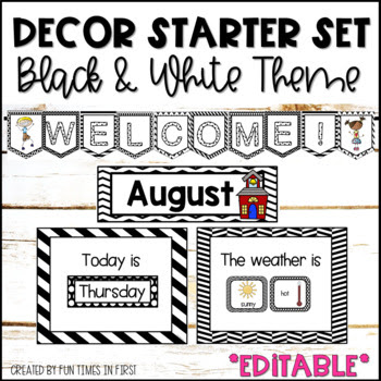 CLASSROOM DECOR {BLACK AND WHITE THEME} - TeachersPayTeachers.