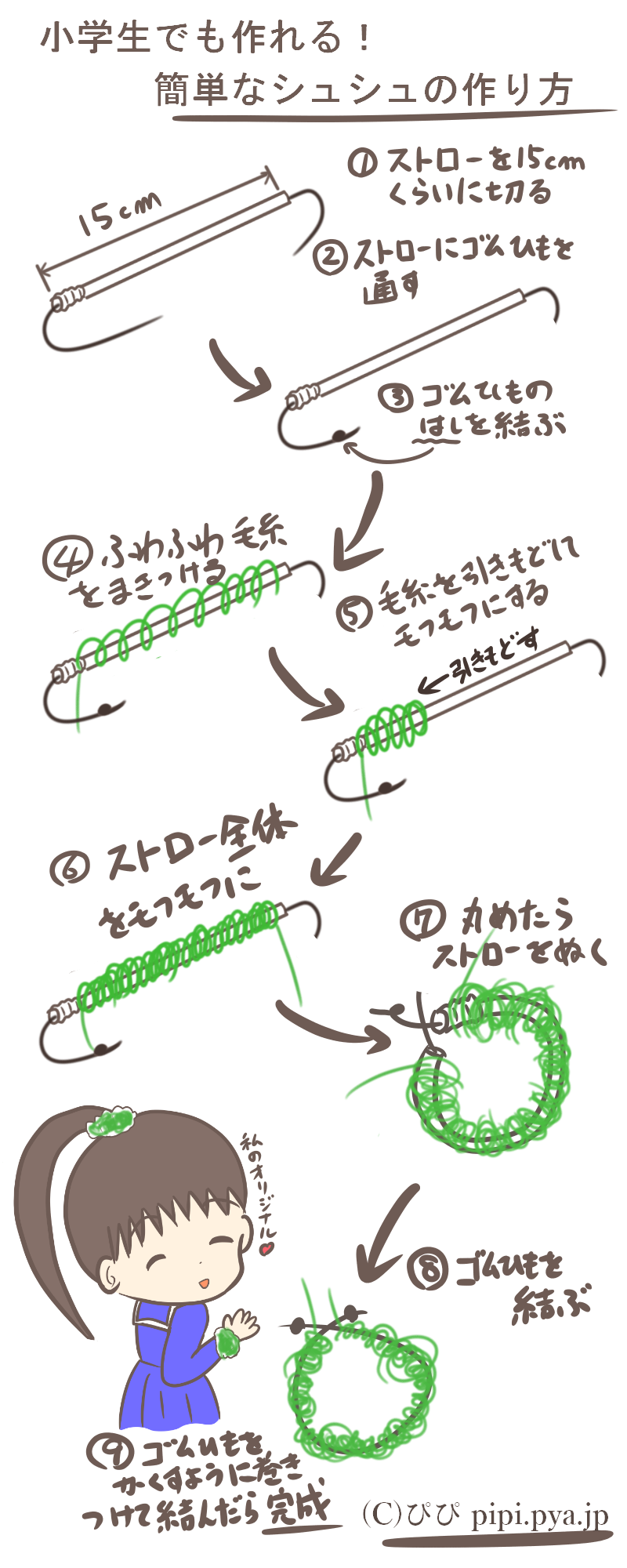 小学生でも簡単 ５分で作れるシュシュの作り方 ぴぴ