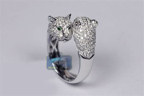 Solitaire 1 carat oval diamond ring in yellow gold from james allen. Womens Diamond Double Panther Animal Ring 18K Gold 1.70 ct