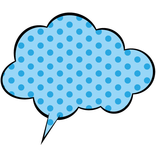 青い水玉のふわふわ系吹き出しのイラスト素材 無料 商用可能 マンガ素材 イラレ用epsとpng画像素材集