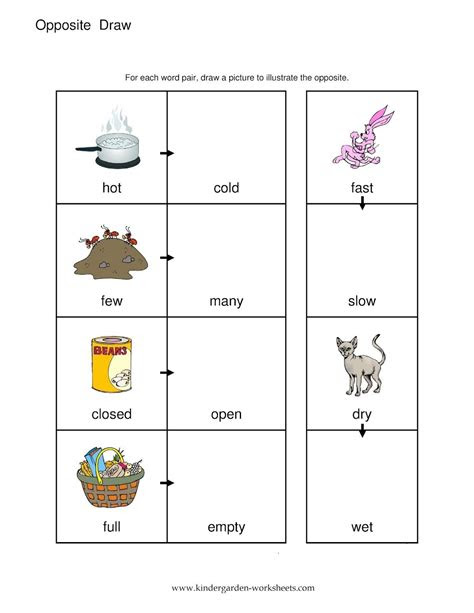  opposites preschool worksheets