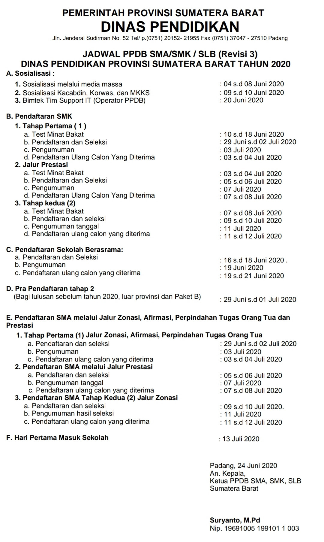 Website Resmi Sma Negeri 1 Batusangkar Jadwal Ppdb Sma Revisi 3 Dinas Pendidikan Sumatera Barat Tahun 2020 Dan Link Situs Ppdbsumbar Id