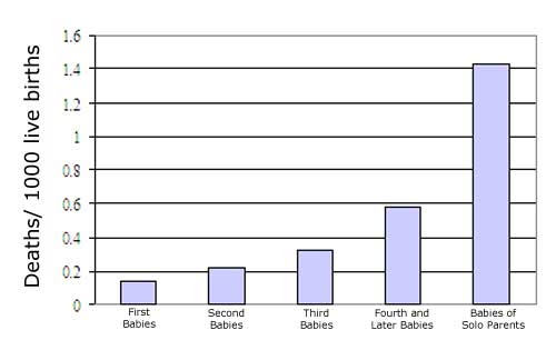 Crib Death Rates of First and Later Babies 1996-1999