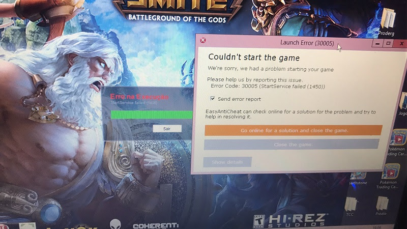 irei indexar o que acontece o print e do smite mas e exatamente o mesmo error se puderem me ajudar com isso agradeco desde ja - code erreur 30005 fortnite