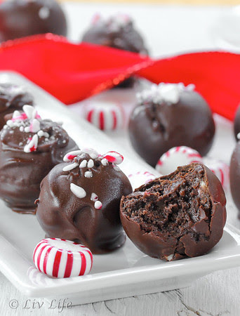 Peppermint Truffles with one half eaten