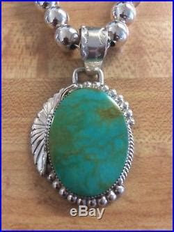 Looking to sell some sterling silver? Vintage Native Am Large Turquoise Pendant Necklace