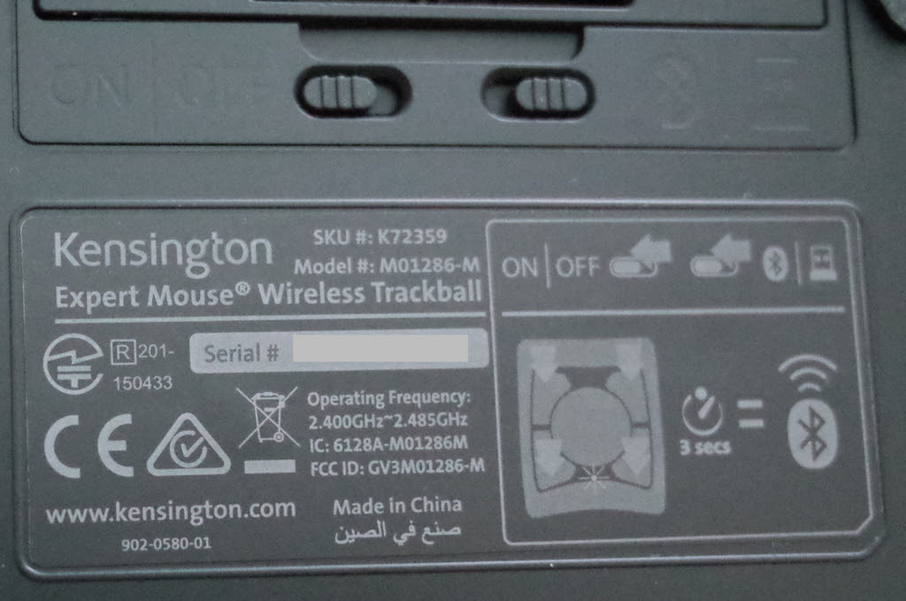 Kensington Expert Mouse Wireless Trackball Digital Layout