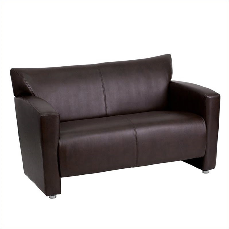 Flash Furniture Hercules Majesty Leather Love Seat in Brown