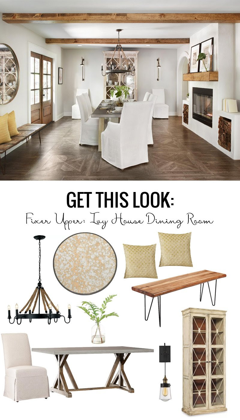 Get the coastal villa look of the Fixer Upper Ivy House Dining Room featured on Remodelaholic.com