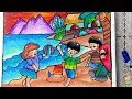 Gambar Kartun Pantai Untuk Mewarnai