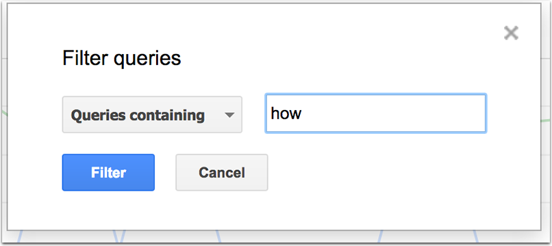 Search console filter