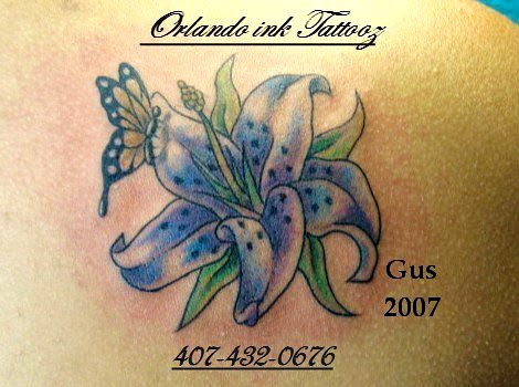 flower butterfly tattoo. custom tattoo