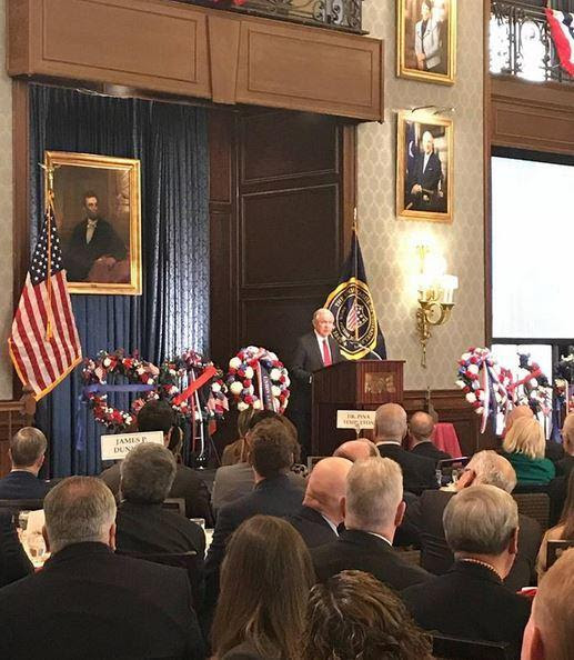 Attorney General Jeff Sessions speaks at the Abraham Lincoln Foundation of the Union League of Philadelphia's annual Lincoln Day Celebration. (Contributed photo/Justice Department)