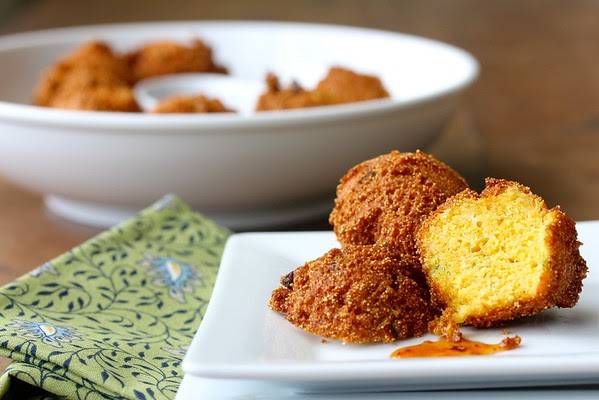 Cheddar Cheese Hushpuppies with Chipotle Honey Dipping Sauce