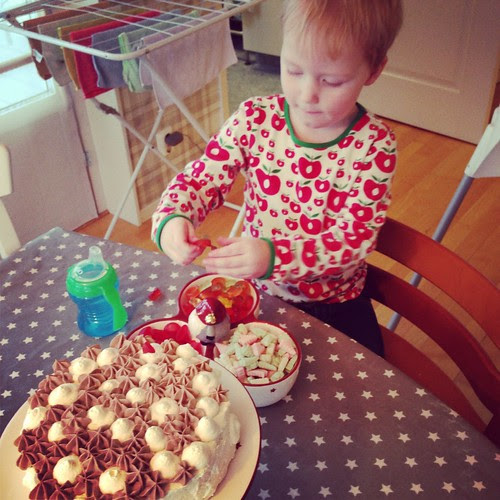 Titus making birthday cake