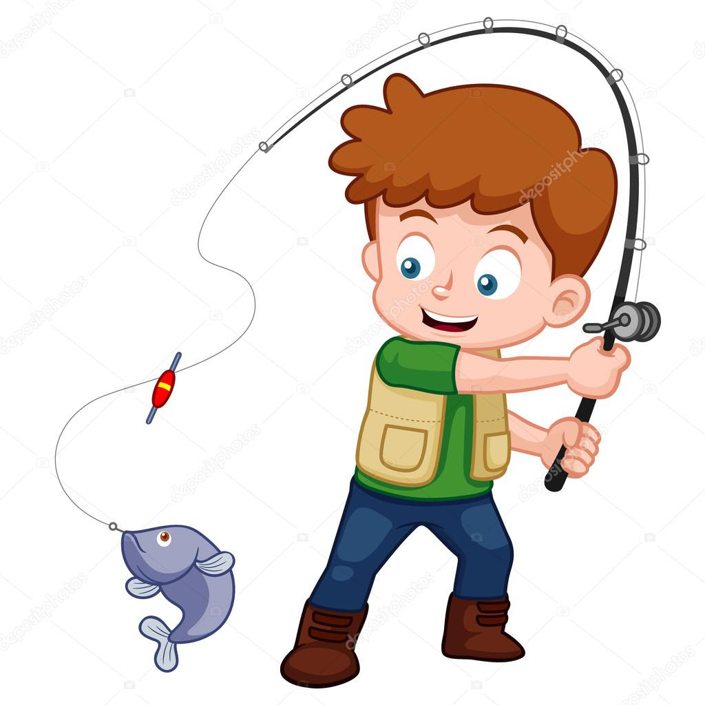 Download Cartoon Boy fishing — Stock Vector © sararoom #28706103