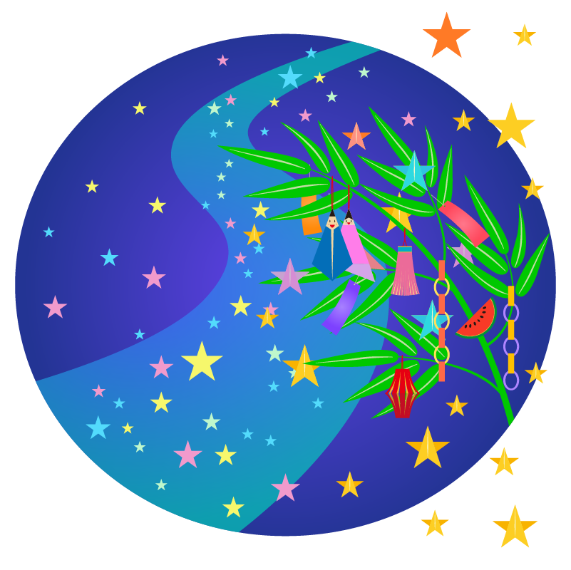 商用フリー無料イラスト 7月 七夕 天の川 笹 飾り 短冊 商用ok フリー素材集 ナイスなイラスト