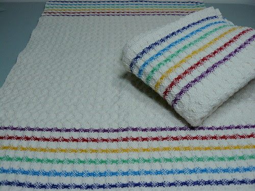 Handwoven Huck Rainbow Stripes Towels