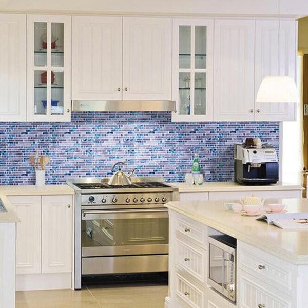 Tst Nature Stone Glass Tiles Blue Wave Marble Striped Art Mosaics Bar Hotel Deco Blujellyfish