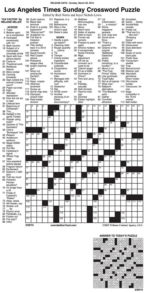  daily quick crossword printable version printable crossword puzzles