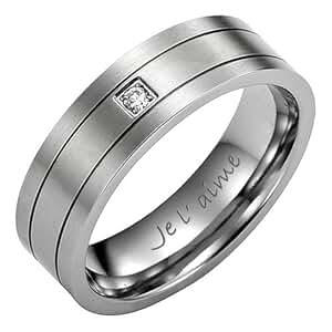 NouveautÃ© : Bague de FianÃ§ailles pour homme en Titane gravÃ© 'Je t ...