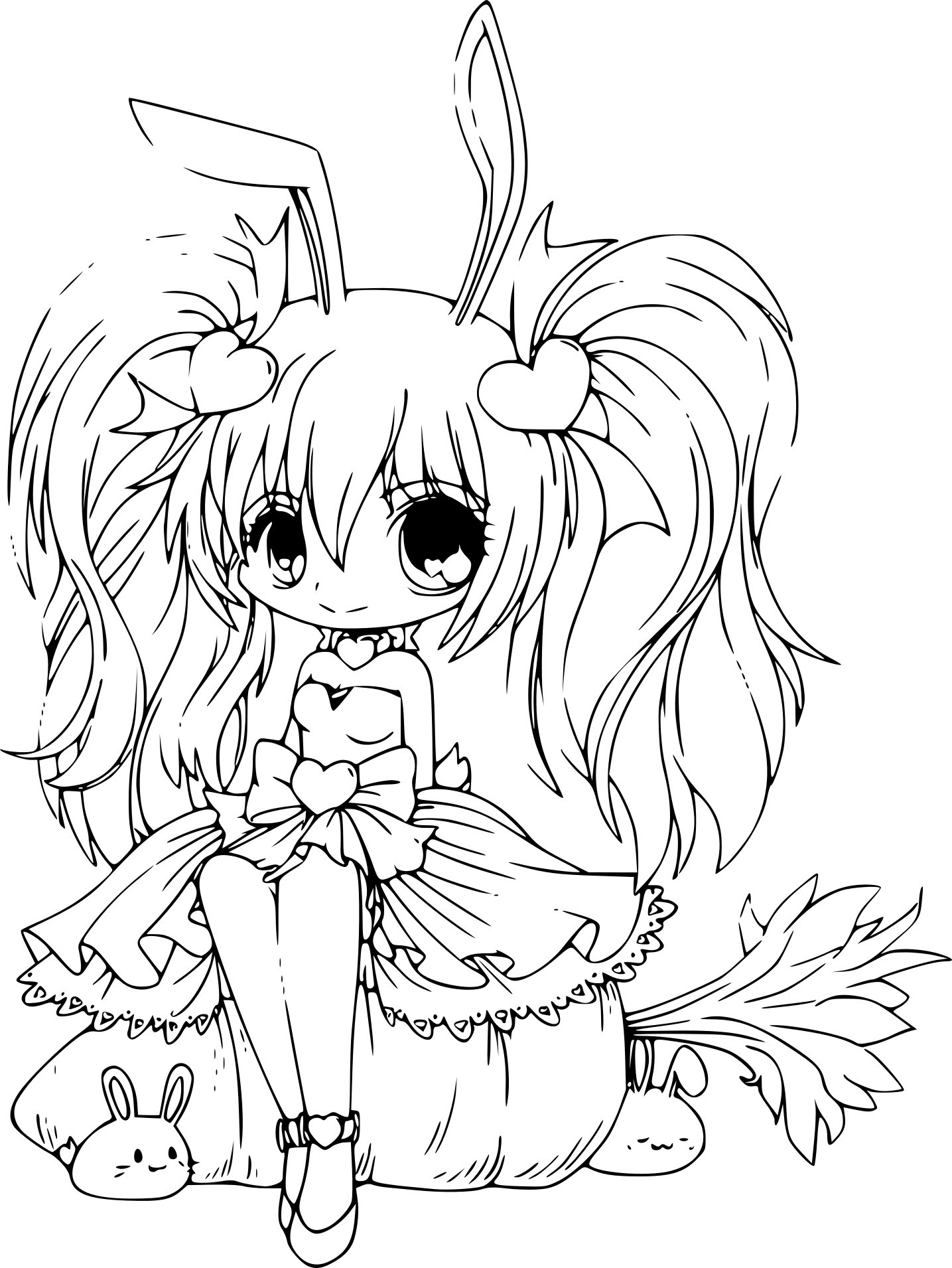 Coloriage princesse de manga à imprimer
