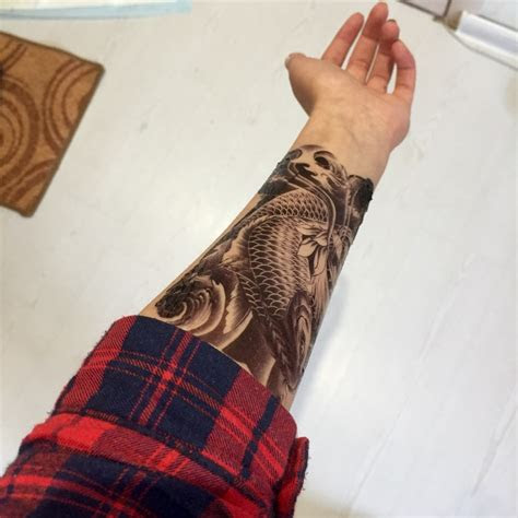 jual tato ikan koi fish hitam temporary tattoo tato