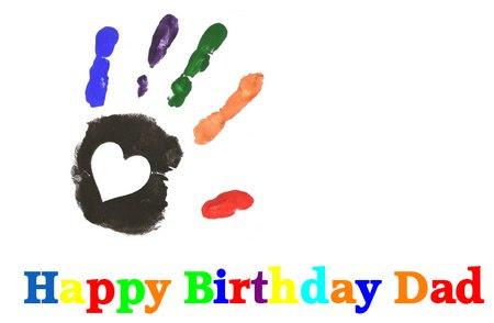 Happy Birthday Dad Hand Print Design. dad birthday hand print card