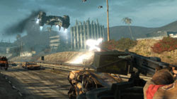Firing at a hunter killer from the back of a truck in 'Terminator: Salvation'