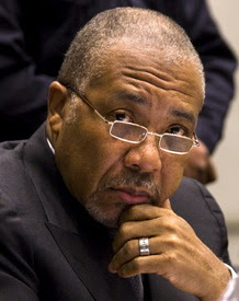 Former Liberian President Charles Taylor, in court on Feb. 8, 2011.