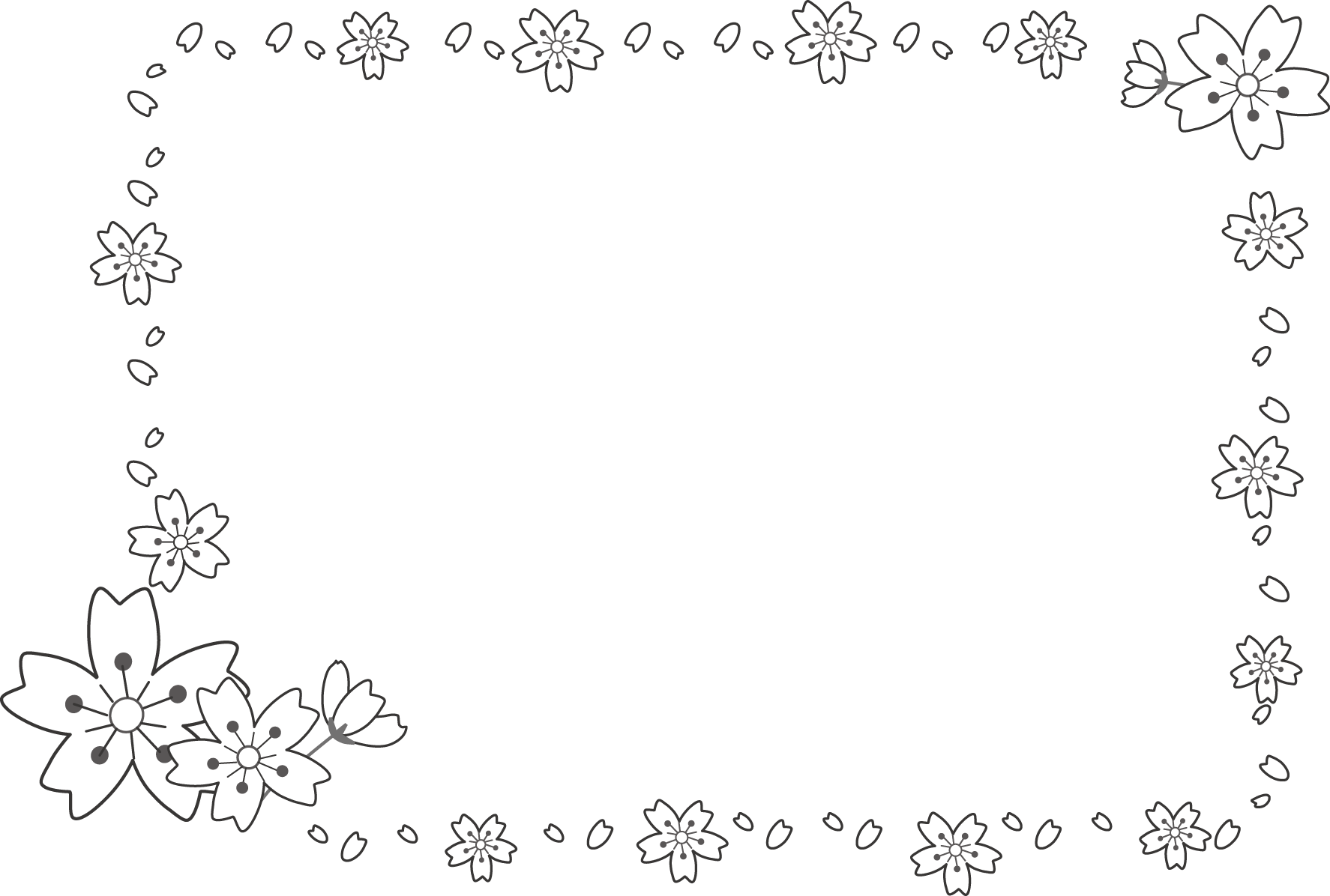 桜 イラスト 枠 フリー 白黒