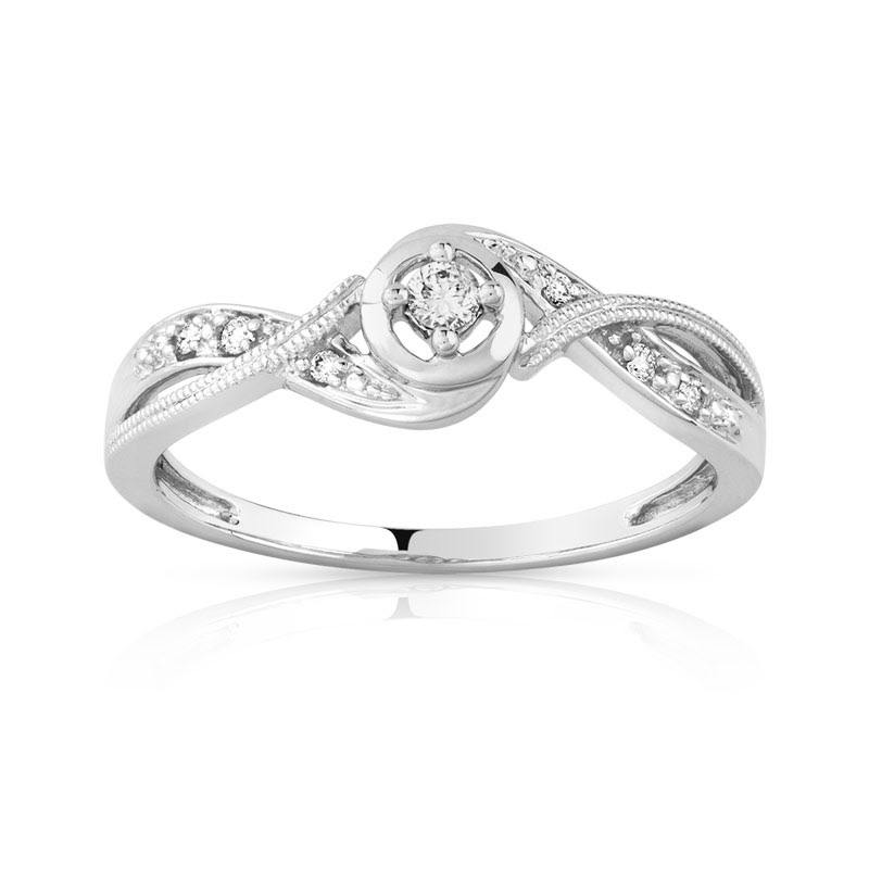 Bague or 375 blanc diamant et rubis - vue 1