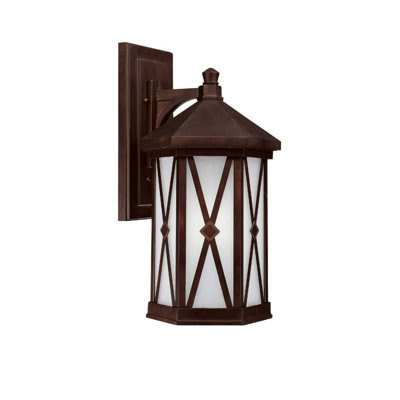 Saxton Traditional Outdoor Wall Lantern in Burnished Bronze Bulb Type: Incandescent