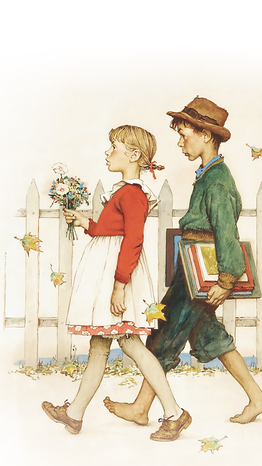 ノーマン ロックウェル Young Love Walking To School 壁紙ギャラリー Kagirohi