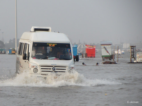 Traveler swam in water