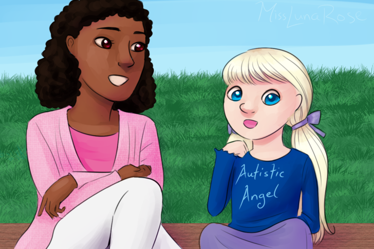 Woman and Autistic Girl Sitting.png