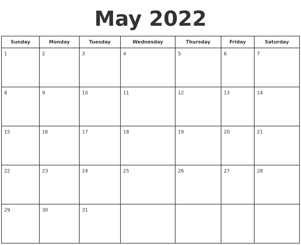 may 2022 print a calendar