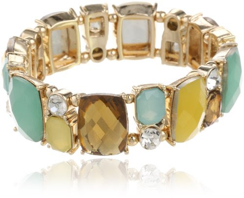 Napier Gold Tone Multi Colored Stretch Bracelet