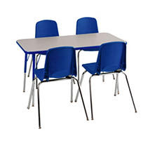 Limited Offer ECR4Kids Combo-One 24" Rectangular Table and Four 18"
Chairs, Grey Nebula/Blue Before Special Offer Ends