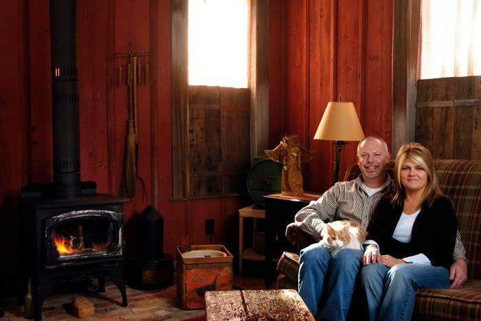 home owners in family room