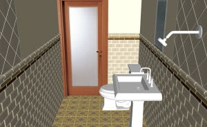Warm Bath Using Cement Tile & Ceramic Tile