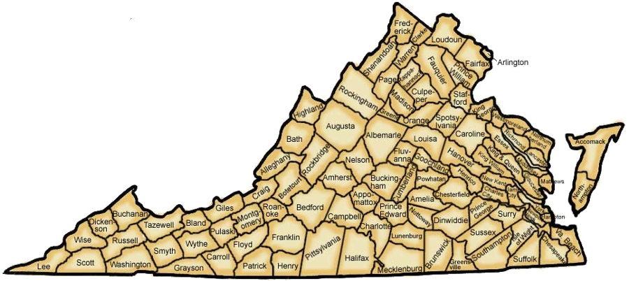 Virginia Map With County Lines