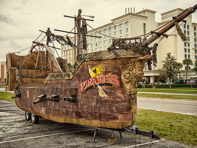 grounded pirate boat